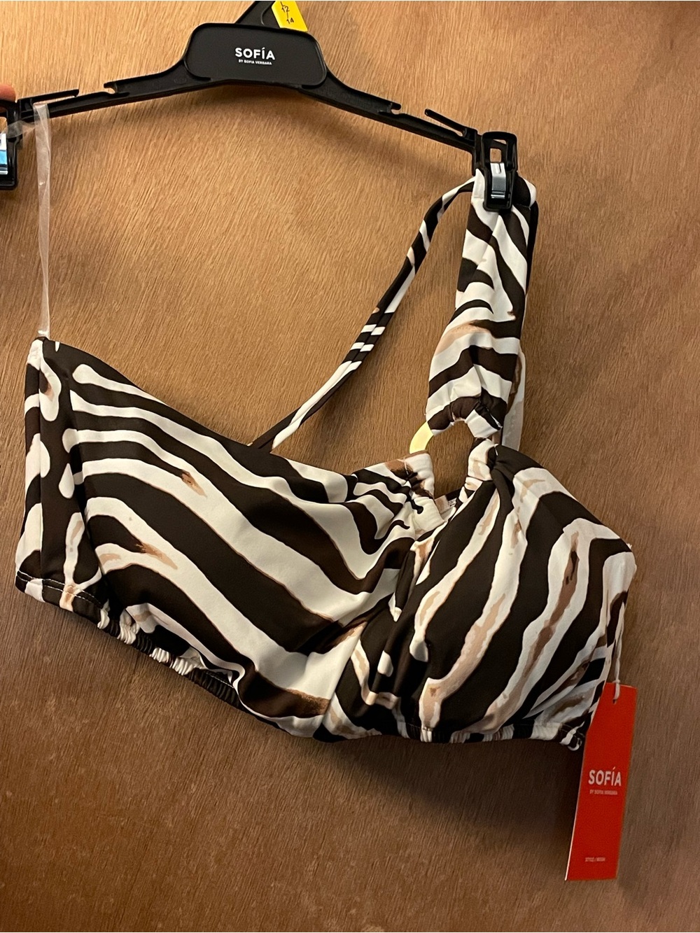 sofia by sofia vergara Brown and White Zebra Print Bikini Top